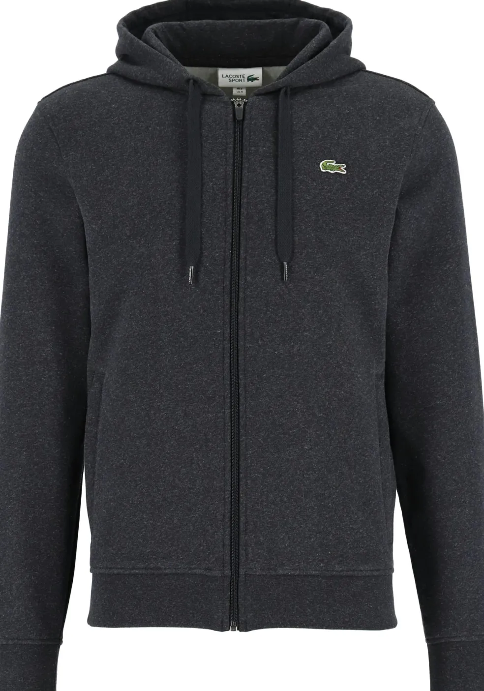 Lacoste heren hoodie sweatvest, met rits, antraciet grijs