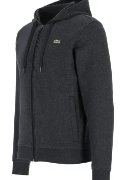Lacoste heren hoodie sweatvest, met rits, antraciet grijs