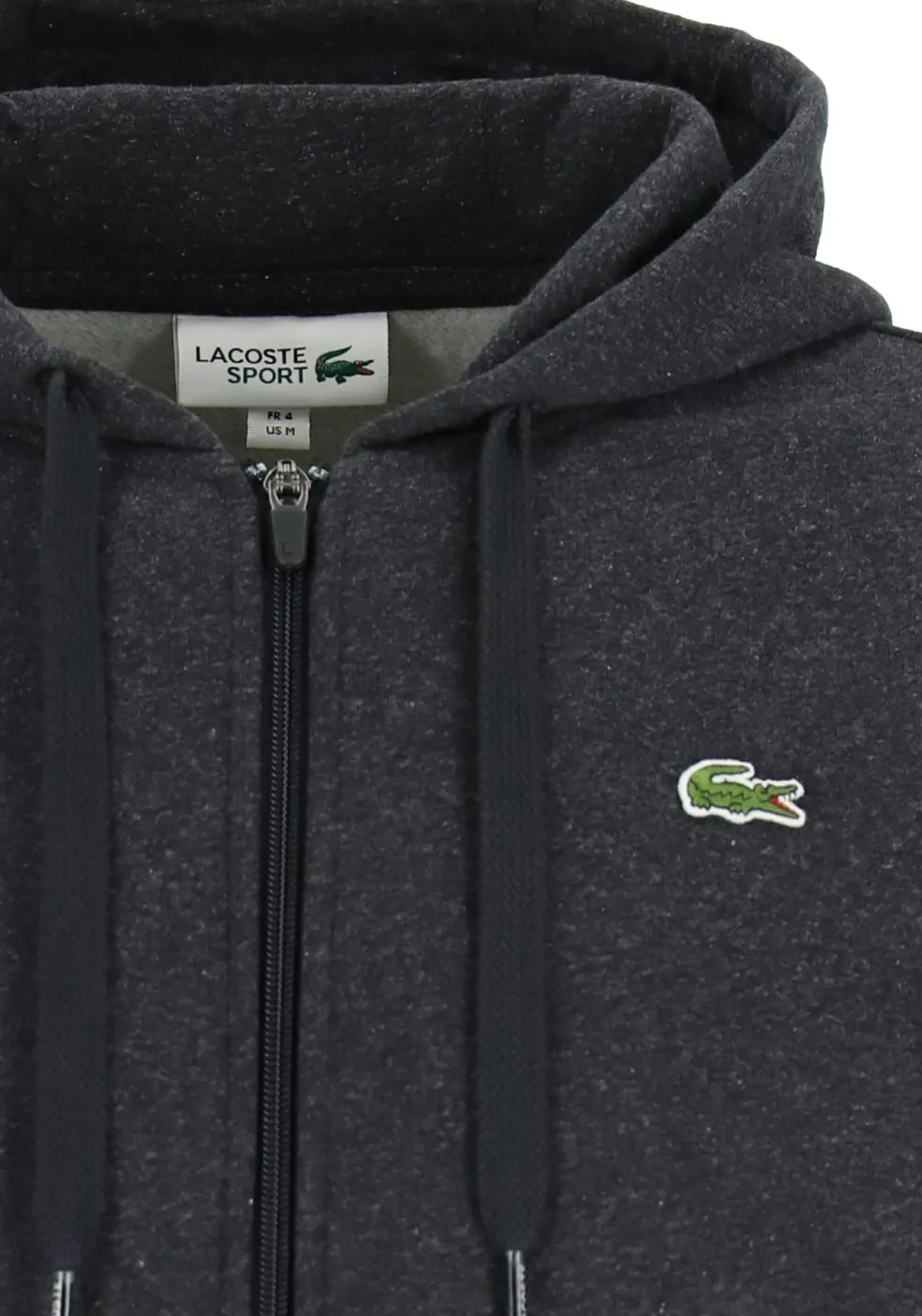 Lacoste heren hoodie sweatvest, met rits, antraciet grijs