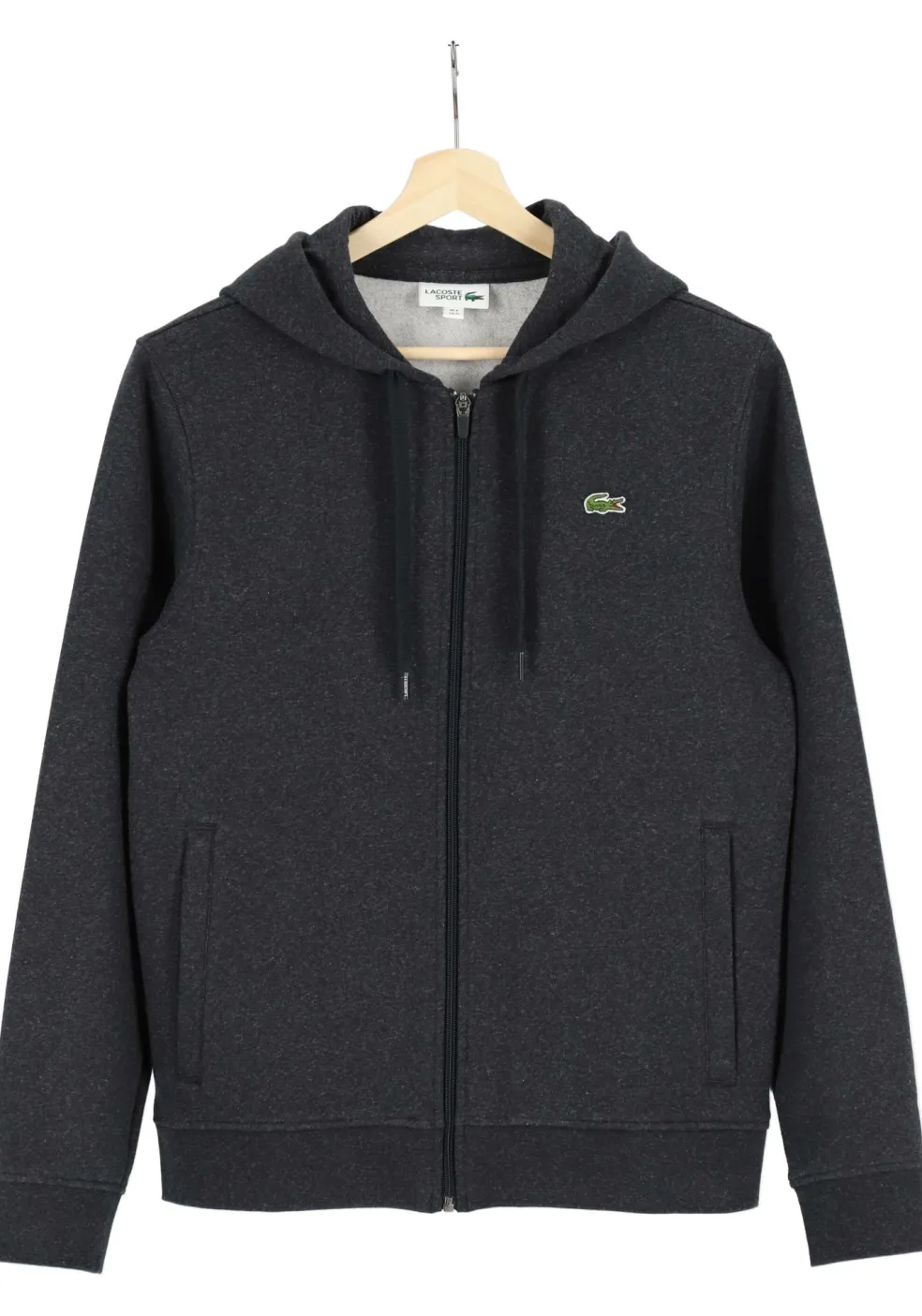Lacoste heren hoodie sweatvest, met rits, antraciet grijs