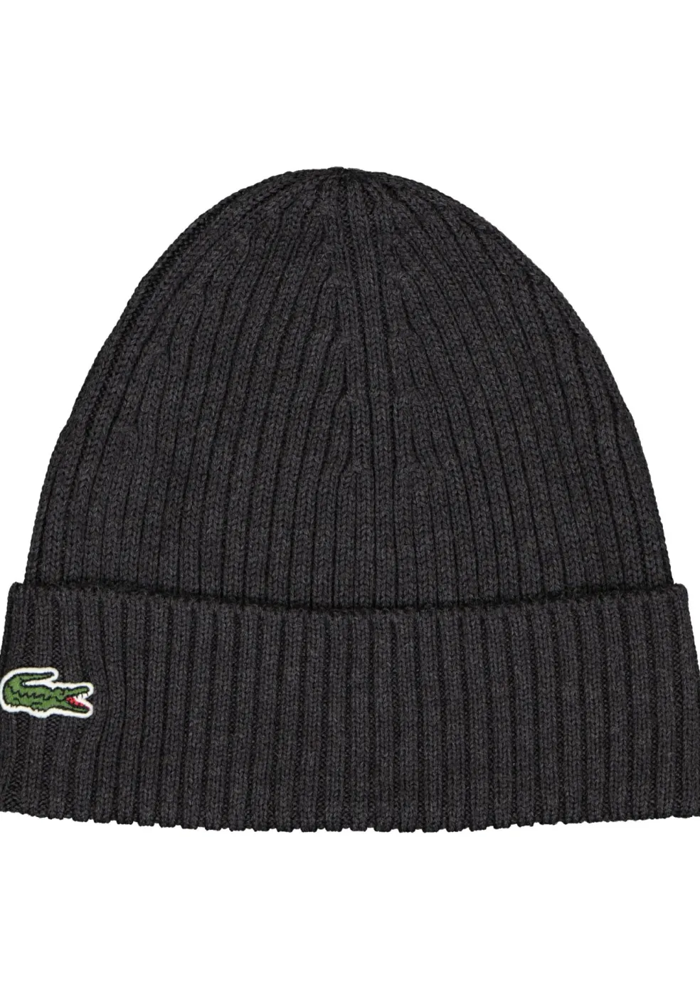 Lacoste muts wol, unisex gebreide muts, antraciet grijs
