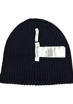 Lacoste muts wol, unisex gebreide muts, navy blauw