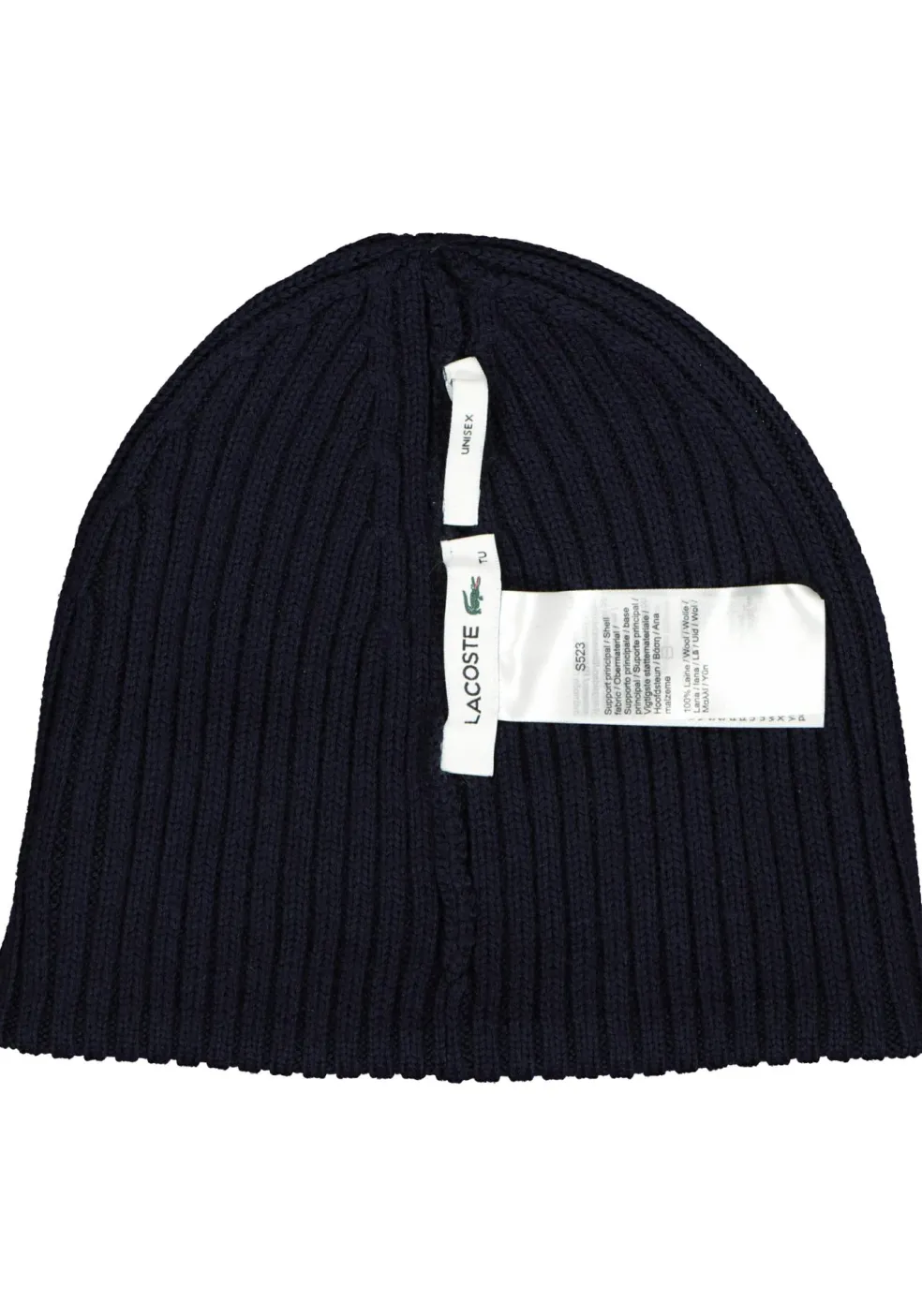 Lacoste muts wol, unisex gebreide muts, navy blauw