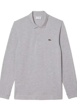 Lacoste Slim Fit polo lange mouw, lichtgrijs melange