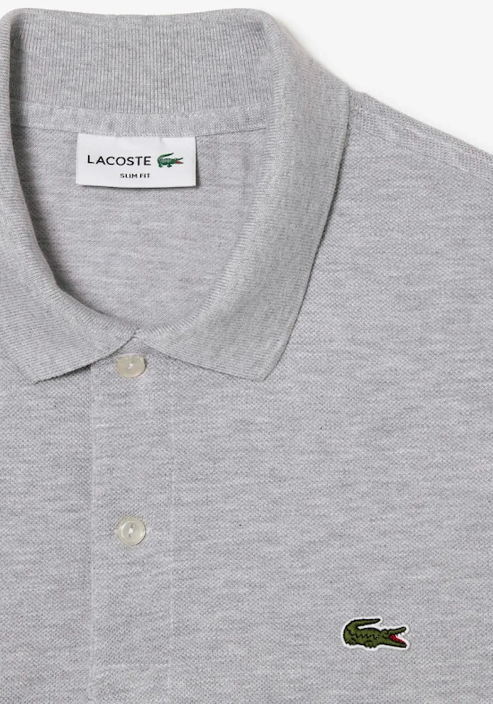Lacoste Slim Fit polo lange mouw, lichtgrijs melange