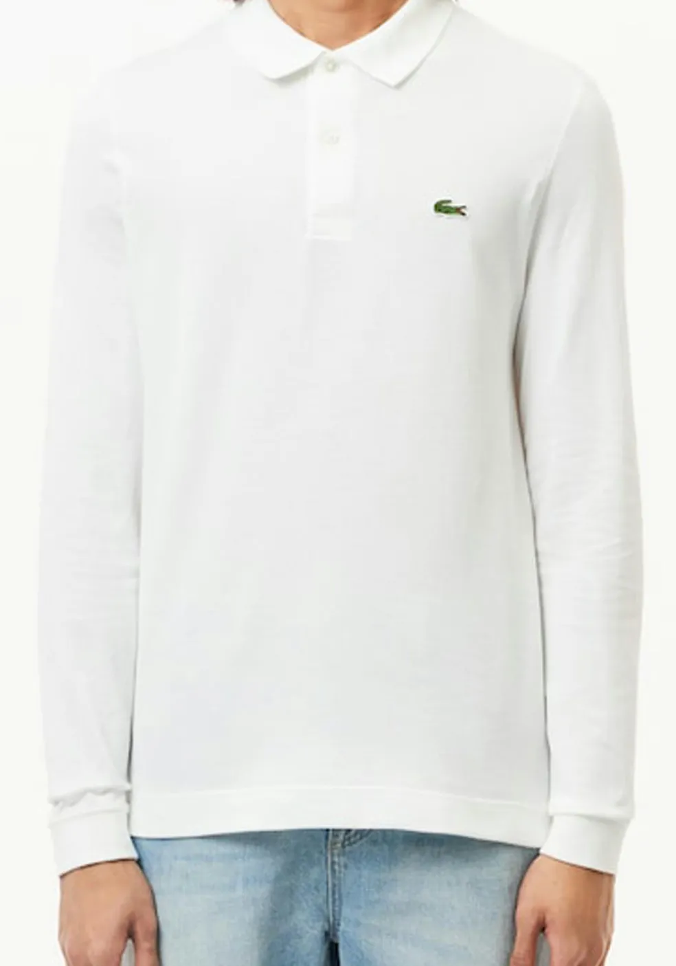 Lacoste Slim Fit polo lange mouw, wit