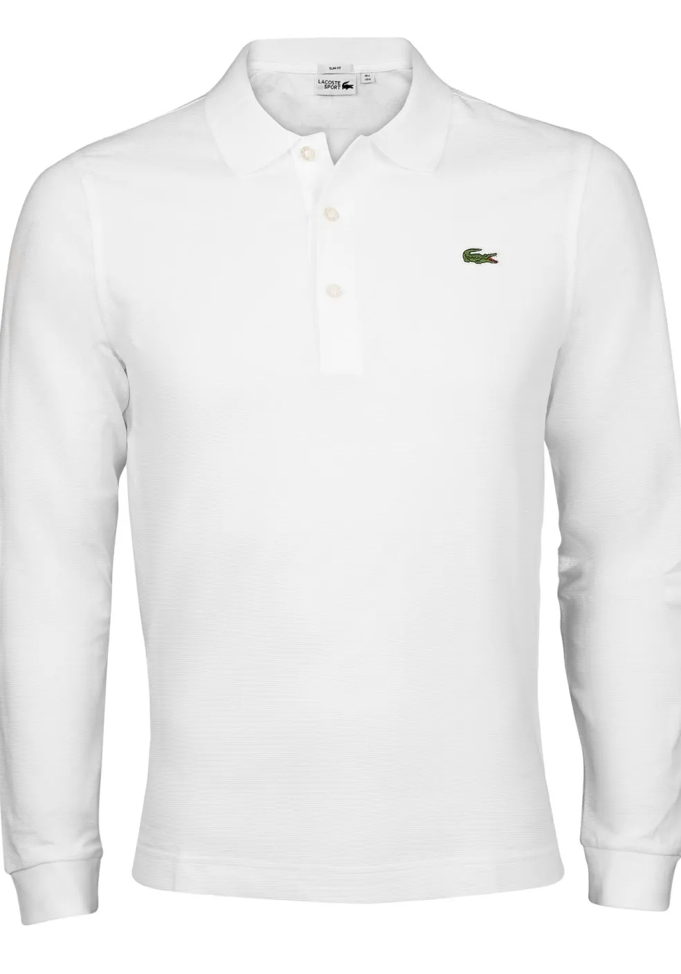 Lacoste Sport slim fit polo, poloshirt lange mouw, wit