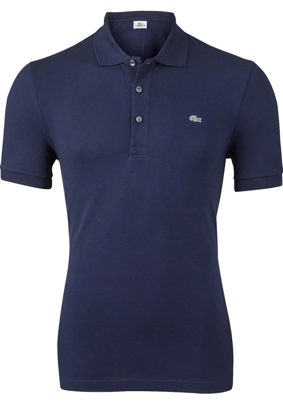 Lacoste stretch slim fit polo, heren polo extra getailleerd, marine blauw