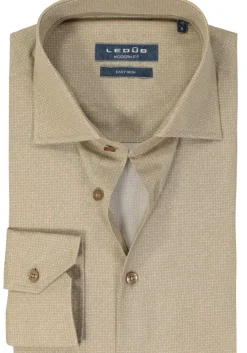 Ledub modern fit overhemd, beige mini dessin