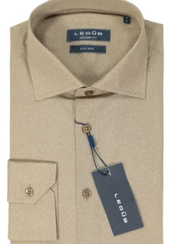 Ledub modern fit overhemd, beige mini dessin