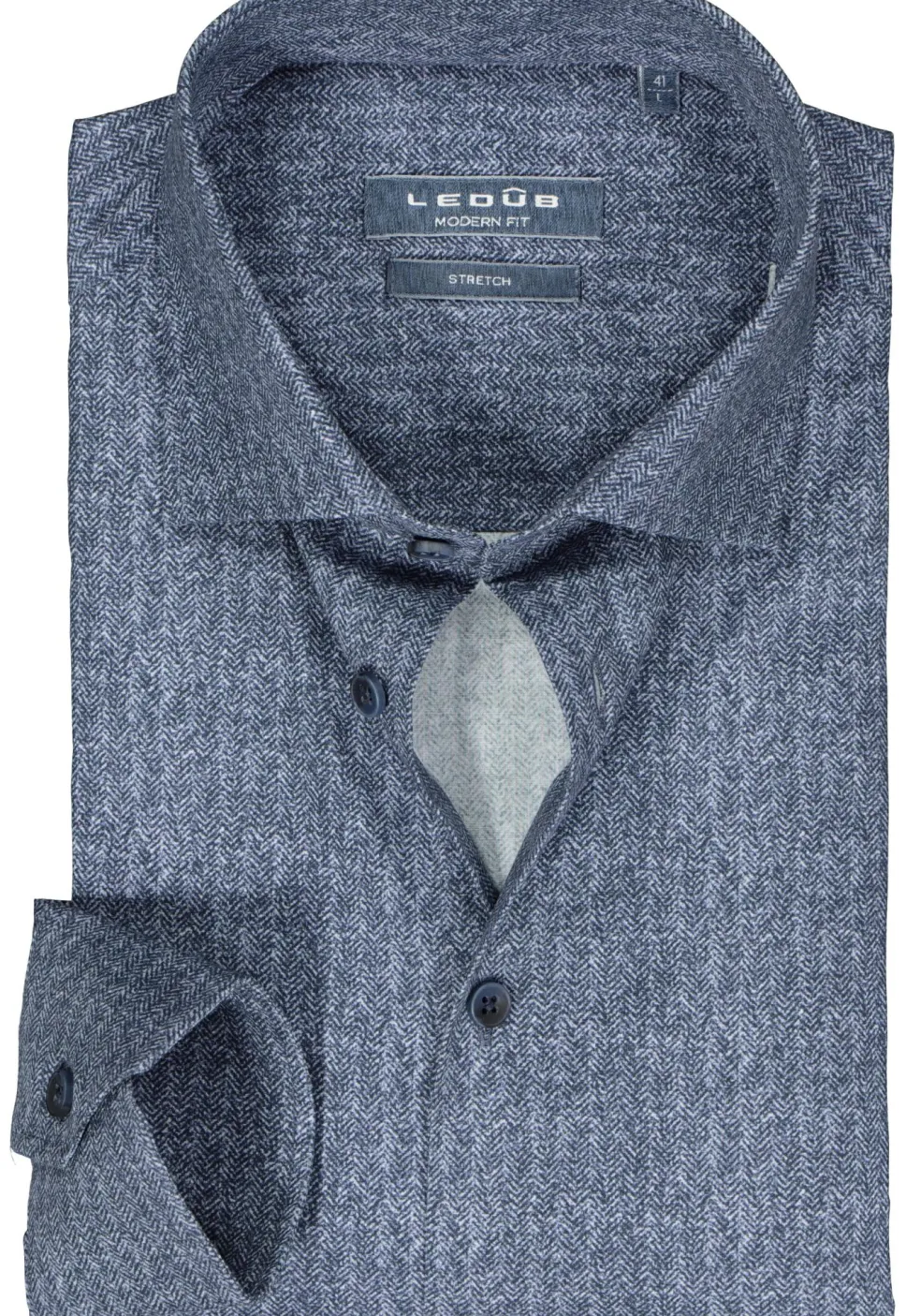 Ledub modern fit overhemd, donkerblauw dessin