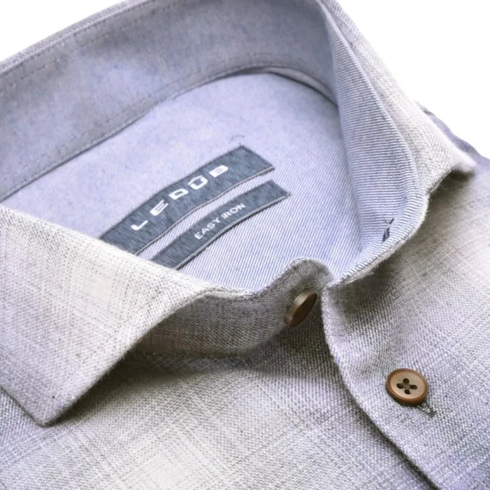 Ledub modern fit overhemd, donkerblauw geruit