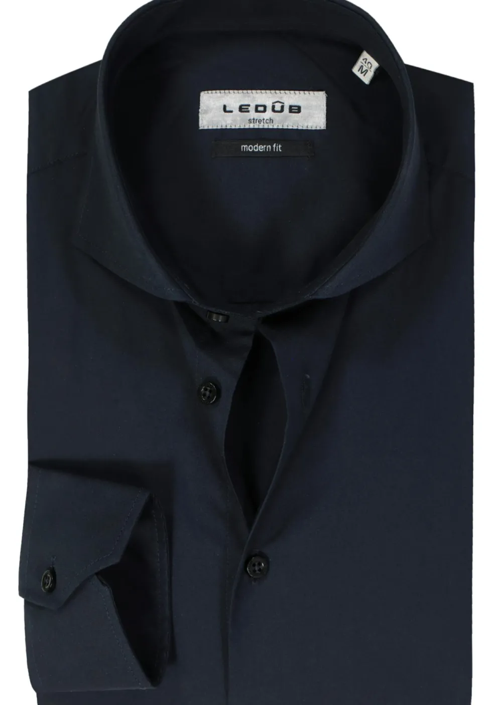 Ledub modern fit overhemd, donkerblauw stretch