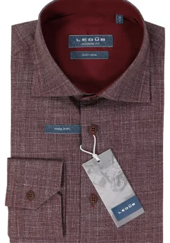 Ledub modern fit overhemd, donkerrood