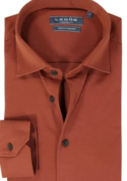 Ledub modern fit overhemd, jersey, donkeroranje