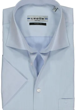 Ledub modern fit overhemd, korte mouw, lichtblauw twill