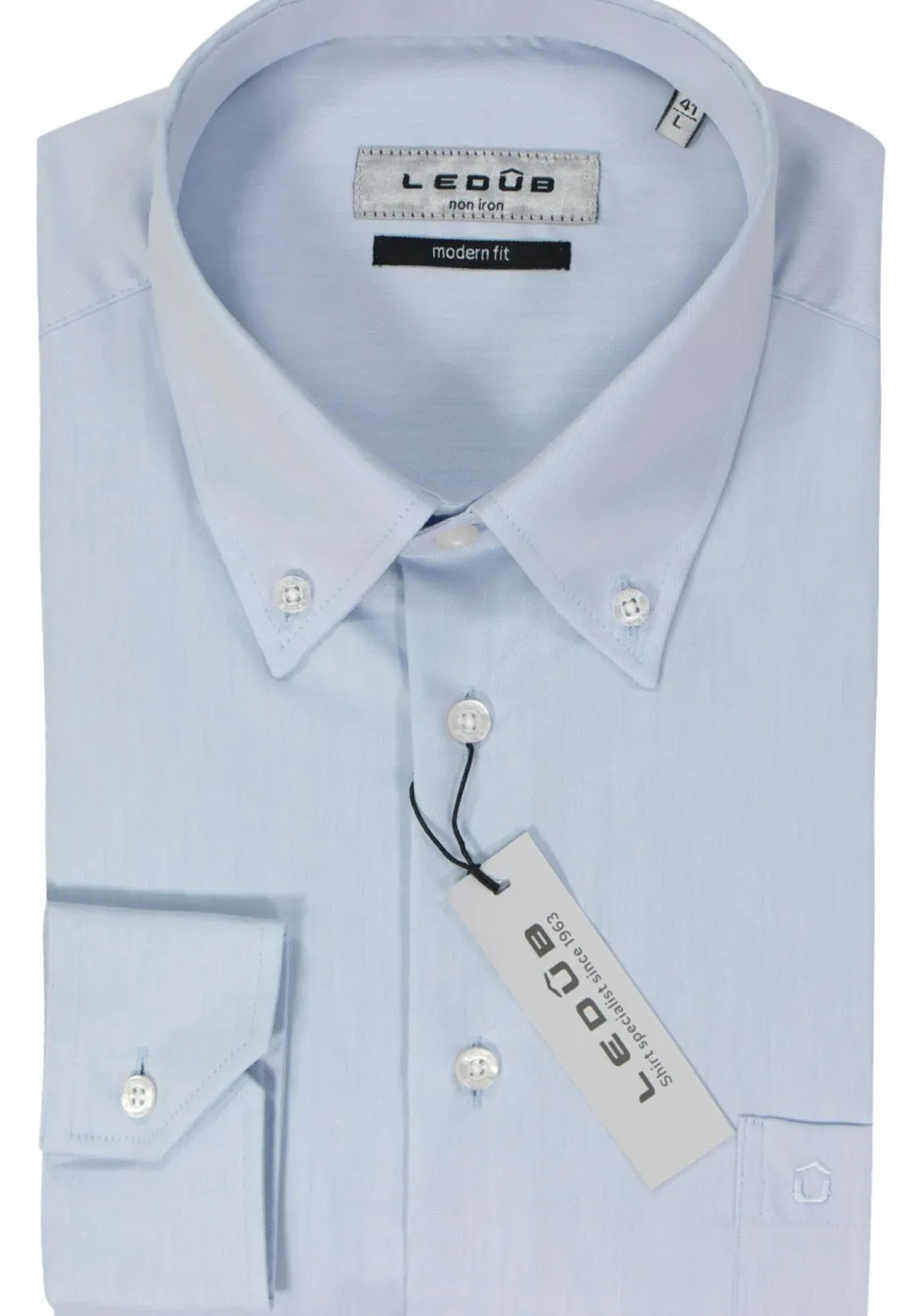 Ledub modern fit overhemd, lichtblauw twill