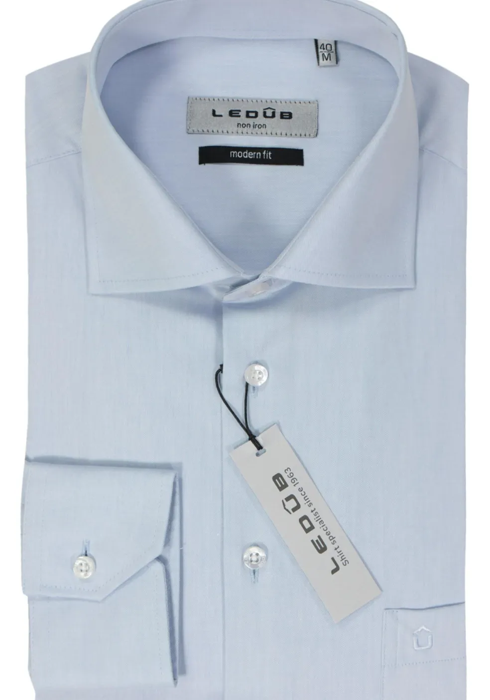 Ledub modern fit overhemd, lichtblauw twill