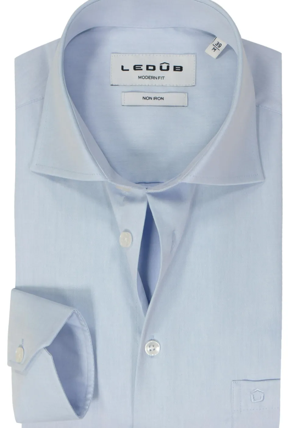 Ledub modern fit overhemd, mouwlengte 7, lichtblauw twill