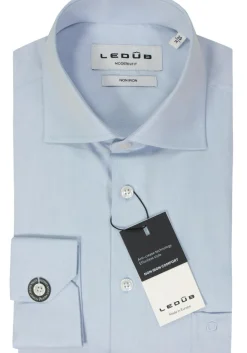 Ledub modern fit overhemd, mouwlengte 7, lichtblauw twill