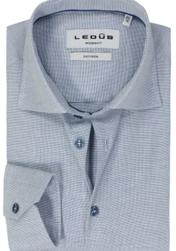 Ledub modern fit overhemd, popeline, donkerblauw