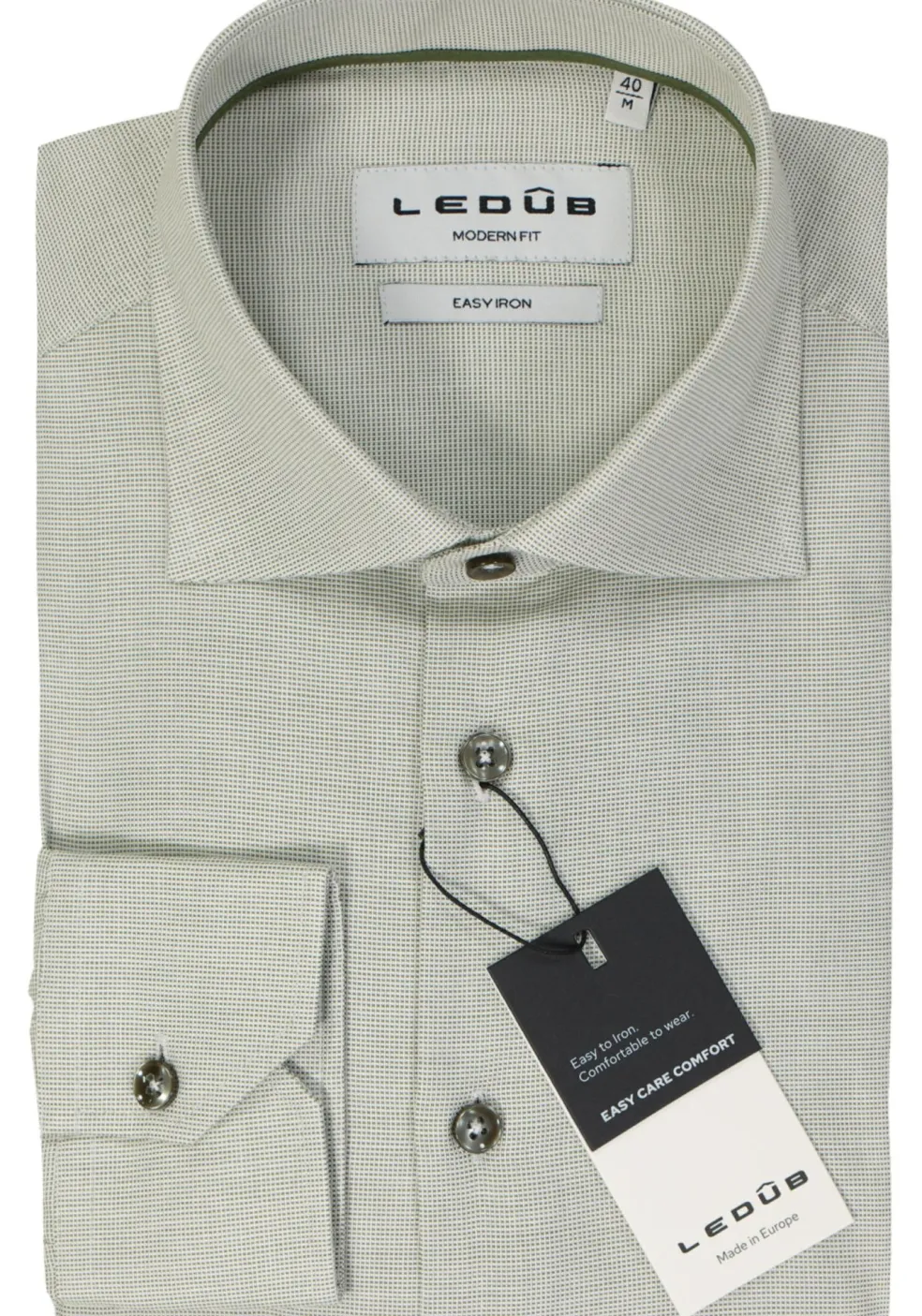 Ledub modern fit overhemd, popeline, lichtgroen