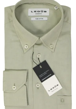 Ledub modern fit overhemd, popeline, lichtgroen