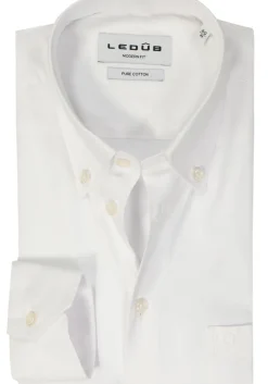 Ledub modern fit overhemd, popeline, wit