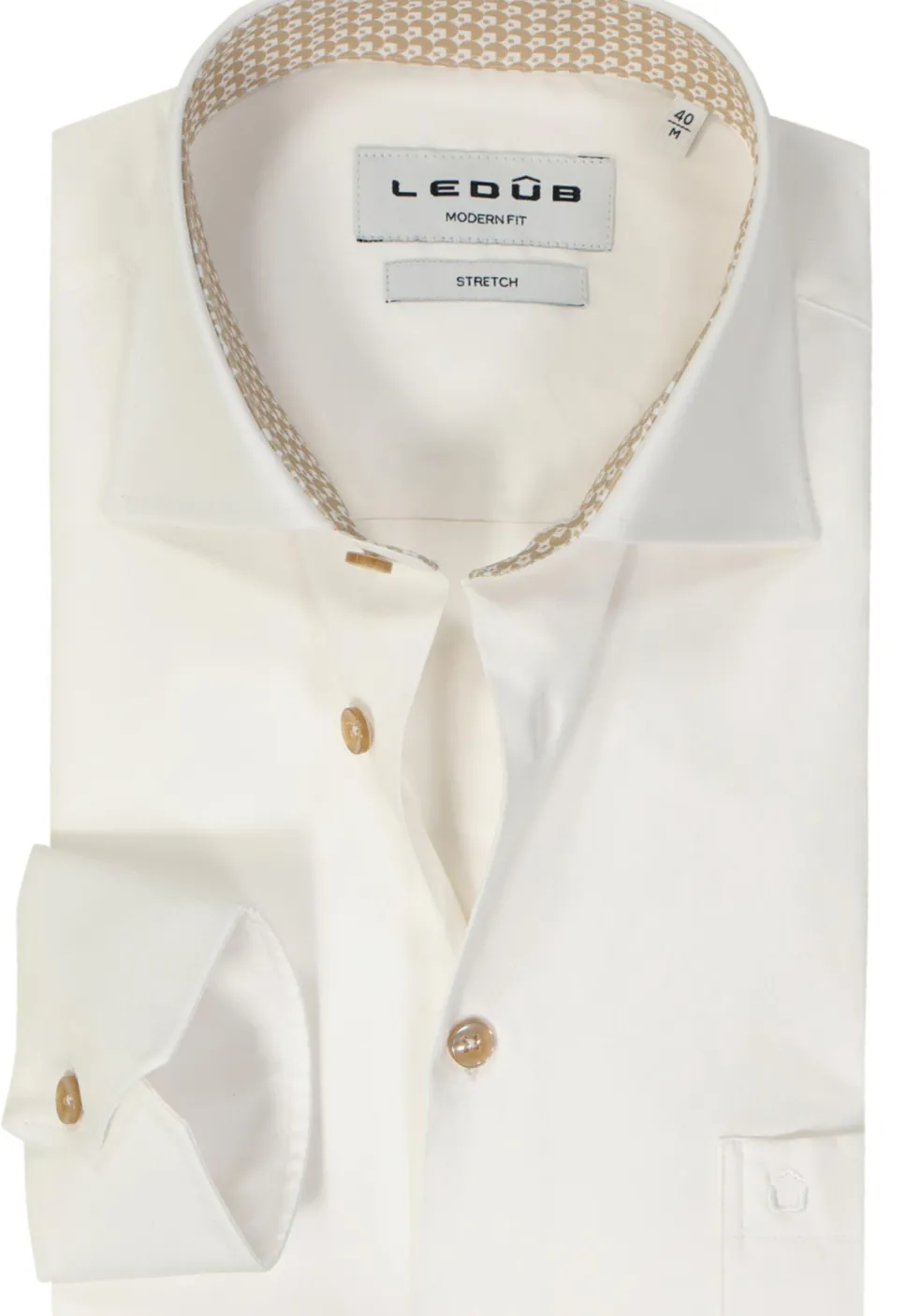 Ledub modern fit overhemd, popeline, wit