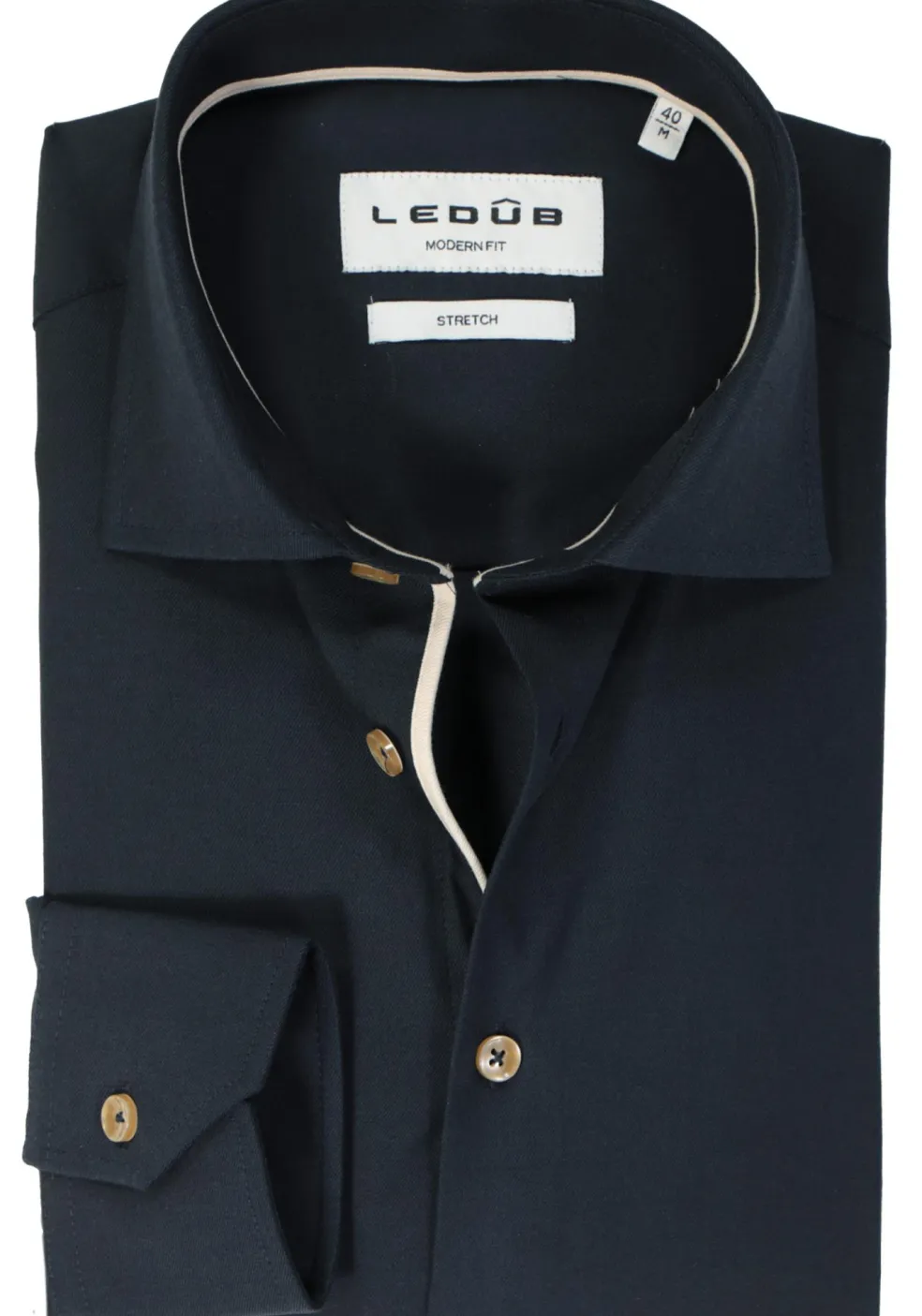 Ledub modern fit overhemd, popeline, donkerblauw