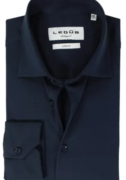 Ledub modern fit overhemd, popeline, donkerblauw