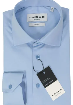 Ledub modern fit overhemd, popeline, lichtblauw