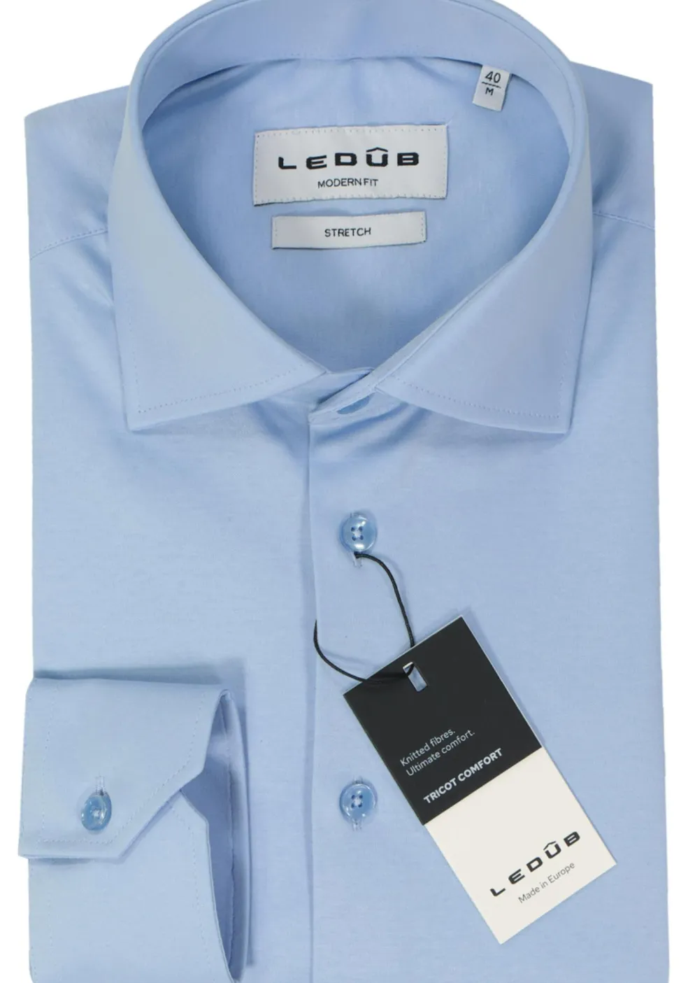 Ledub modern fit overhemd, popeline, lichtblauw