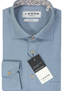 Ledub modern fit overhemd, popeline, middenblauw