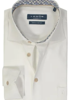 Ledub modern fit overhemd, twill, wit