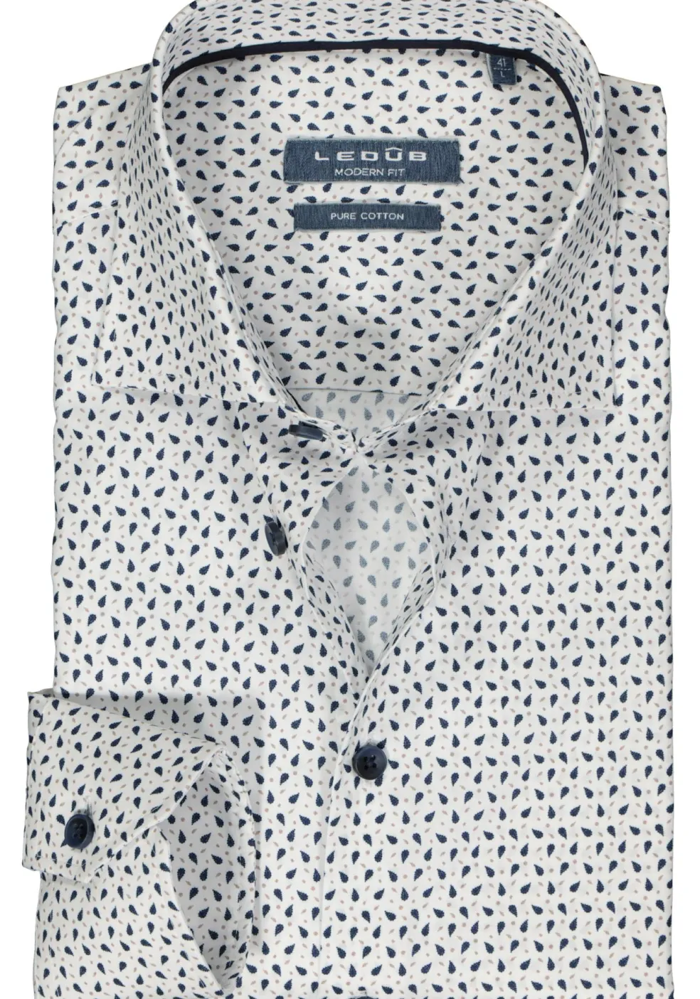Ledub modern fit overhemd, wit dessin