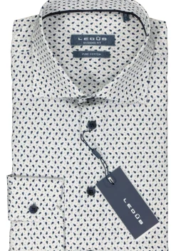 Ledub modern fit overhemd, wit dessin