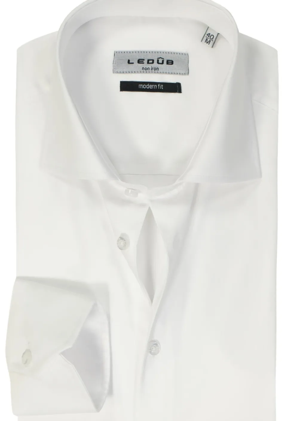 Ledub modern fit overhemd, wit twill