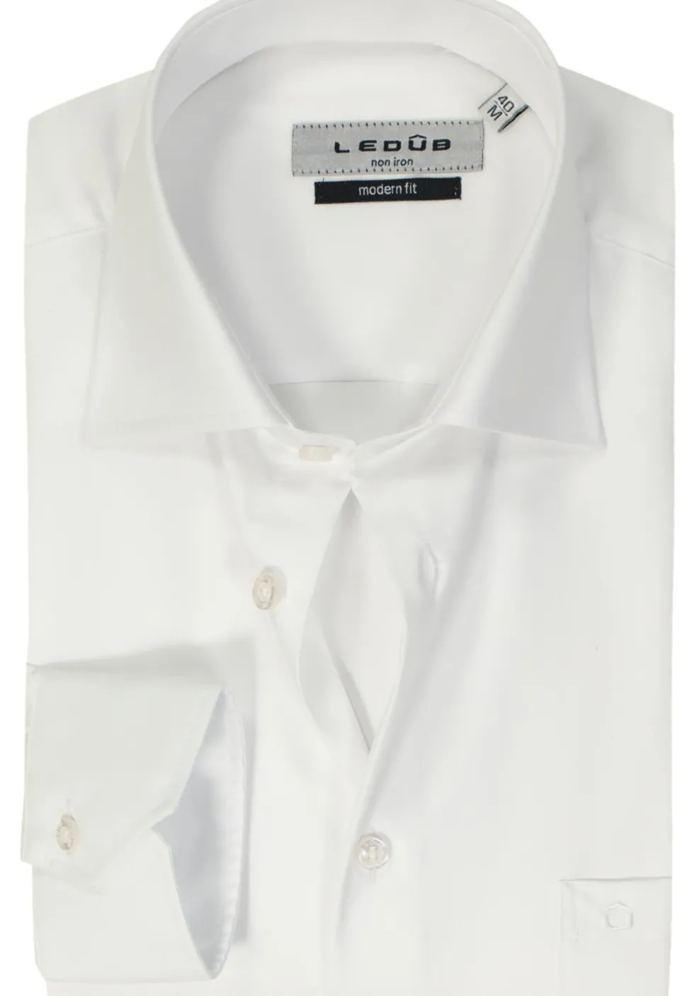 Ledub modern fit overhemd, wit twill