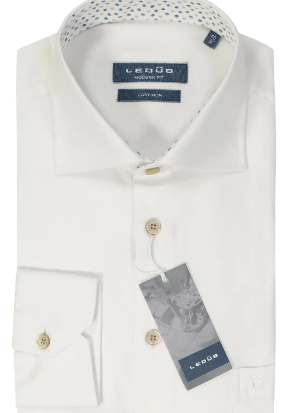 Ledub modern fit overhemd, wit