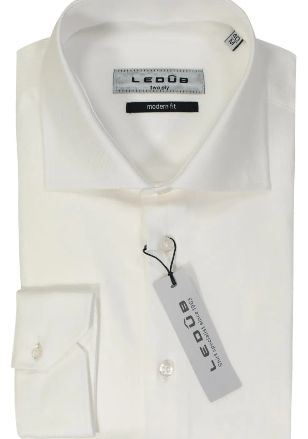 Ledub modern fit overhemd, wit twill