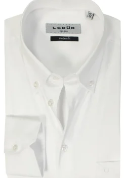 Ledub modern fit overhemd, wit twill
