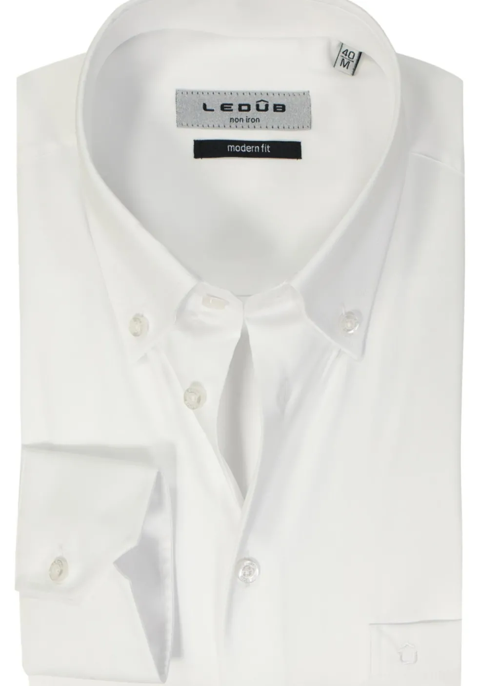 Ledub modern fit overhemd, wit twill