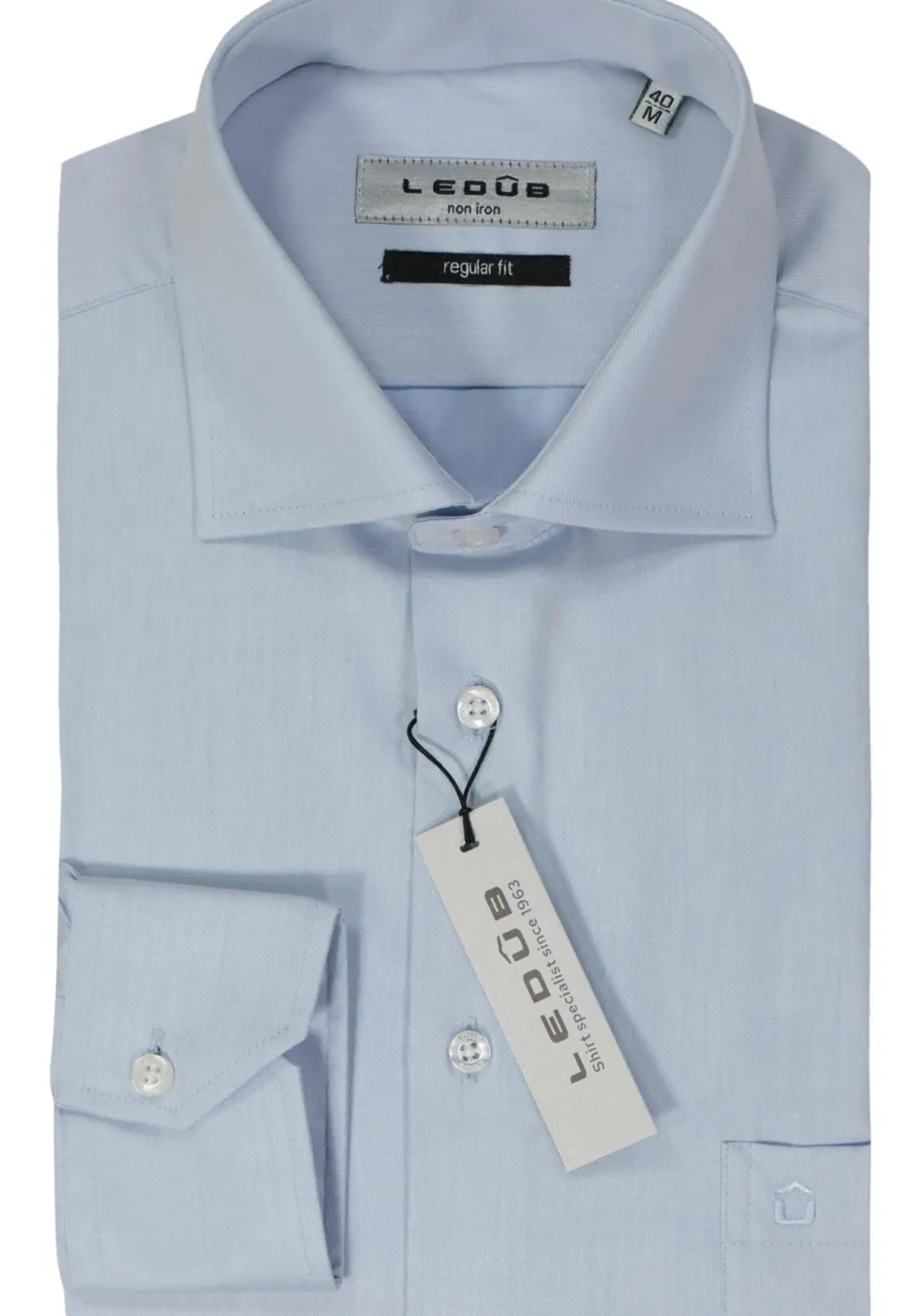 Ledub regular fit overhemd, lichtblauw twill