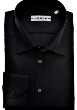 Ledub regular fit overhemd, zwart