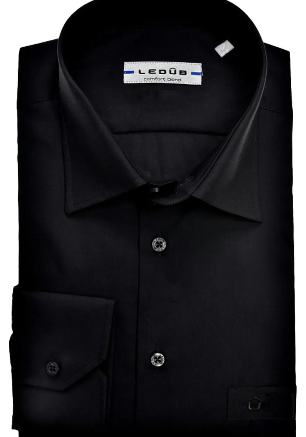 Ledub regular fit overhemd, zwart