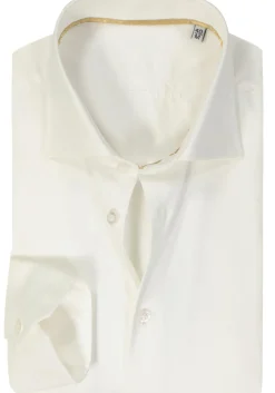 Ledub slim fit overhemd, mouwlengte 7, beige twill
