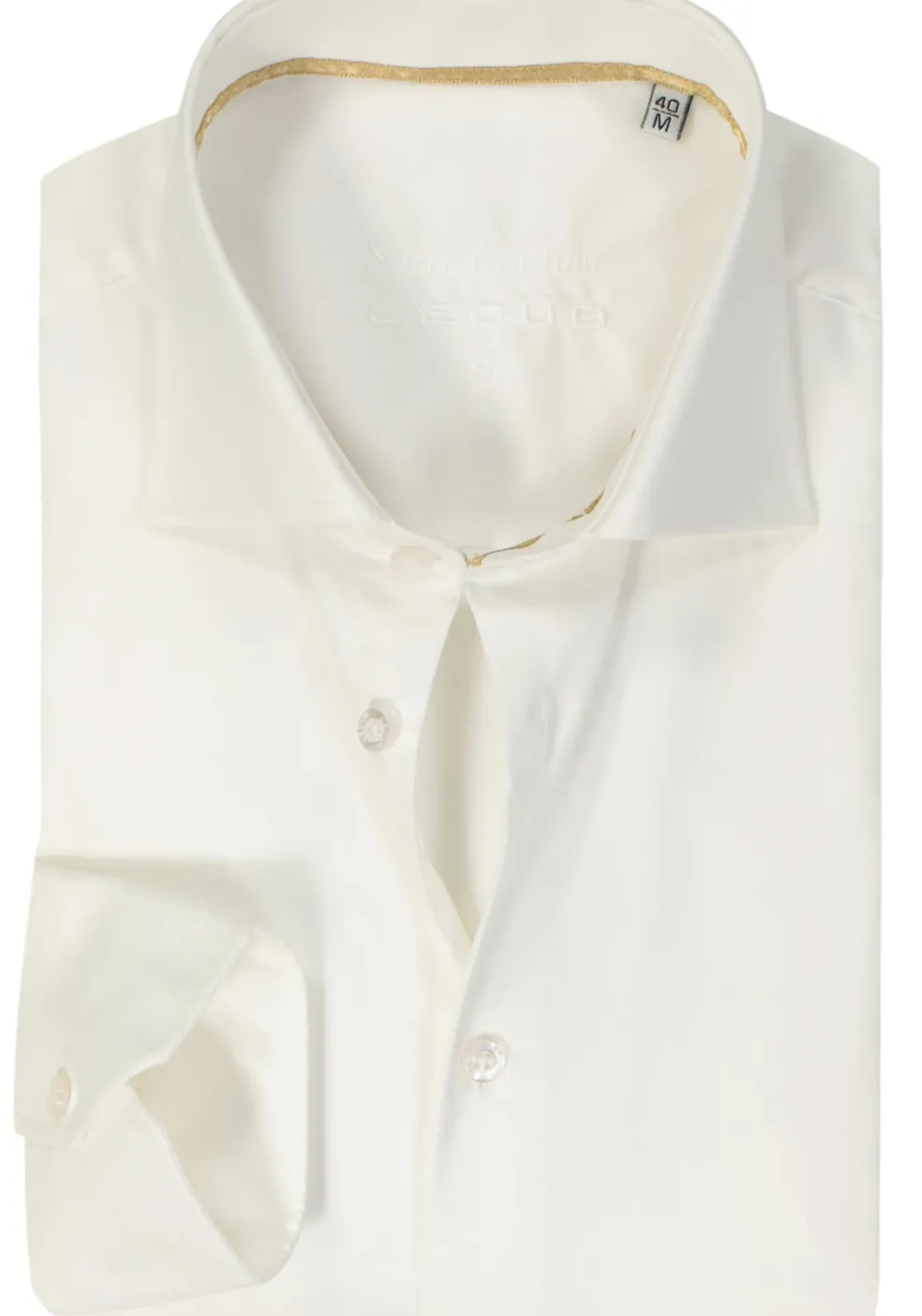 Ledub slim fit overhemd, mouwlengte 7, beige twill