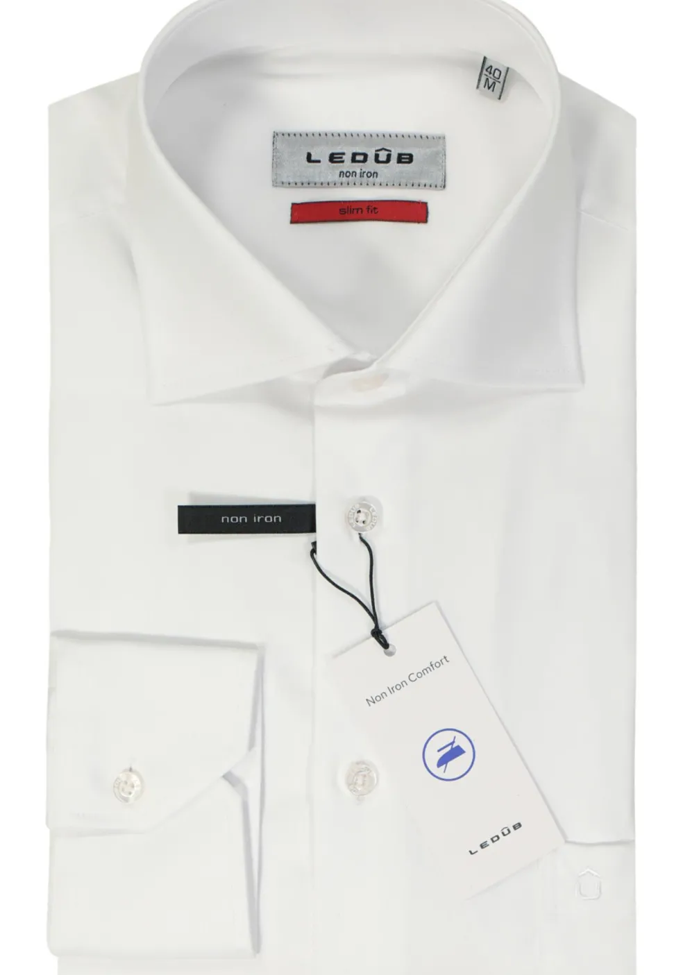 Ledub slim fit overhemd, wit twill
