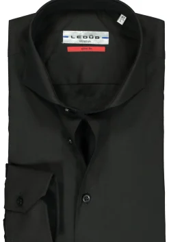 Ledub slim fit overhemd, zwart